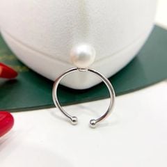 Nhẫn Ngọc Trai Tối Giản Khung Bạc Đính 1 Hạt Ngọc Trai Tự Nhiên Thời Trang NN012