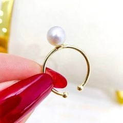 Nhẫn Ngọc Trai Tối Giản Khung Vàng Đính 1 Hạt Ngọc Trai Tự Nhiên Thời Trang NN012