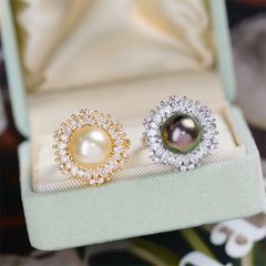 Nhẫn Ngọc Trai Tự Nhiên Phong Cách Pháo Hoa Đính Viền Pha Lê Sang Trọng MADAME HIEN PEARLS Cho Nữ NN133