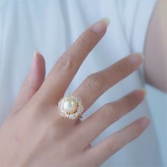 Nhẫn Ngọc Trai Tự Nhiên Phong Cách Pháo Hoa Đính Viền Pha Lê Sang Trọng MADAME HIEN PEARLS Cho Nữ NN133