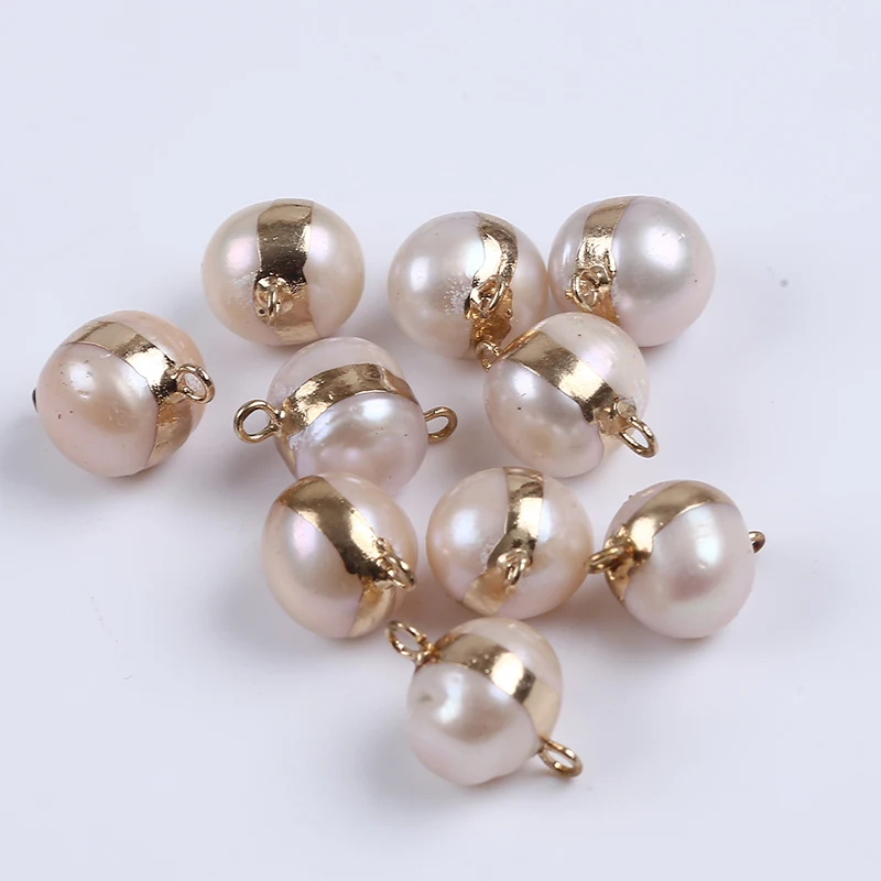 Hạt Ngọc Trai Tự Nhiên Nhiều Hình Dạng cẩn kim loại làm DIY Móc Vòng Tay, Vòng Cổ Nữ Trang PKM001S