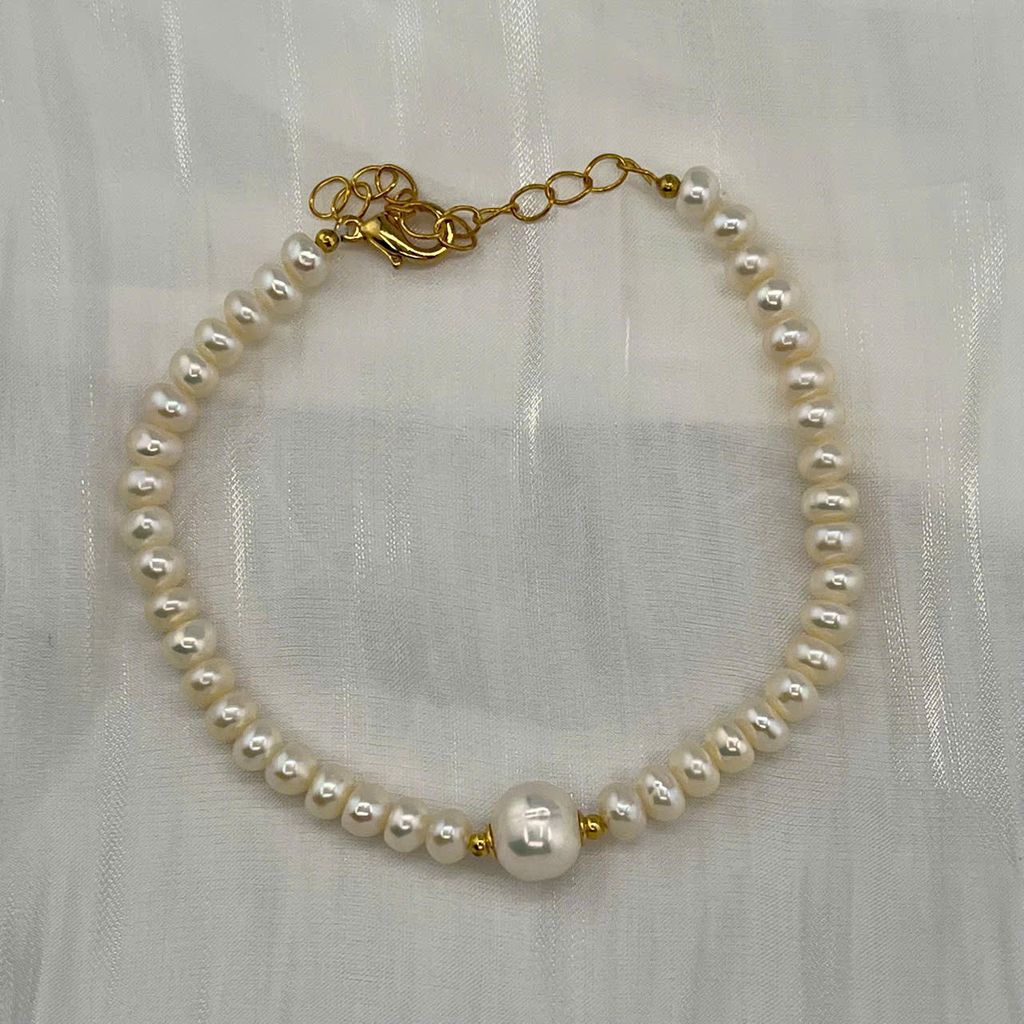 Vòng Tay Ngọc Trai Tự Nhiên MADAME HIEN PEARLS Mặt 1 Hạt Tối Giản Cho Nữ Khoá Càng Cua Điều Chỉnh Kích Thước VTT065B