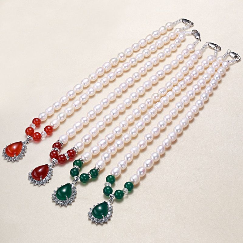 Vòng cổ Ngọc Trai Hạt Xoài Tự Nhiên Phối Mã Não Quý Phái MADAME HIEN PEARLS Thời Trang Quý Bà Lớn Tuổi CG038