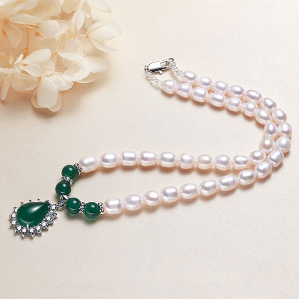 Vòng cổ Ngọc Trai Hạt Xoài Tự Nhiên Phối Mã Não Quý Phái MADAME HIEN PEARLS Thời Trang Quý Bà Lớn Tuổi CG038