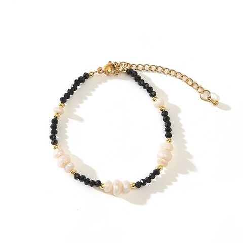Vòng Tay Pha Lê Đen Phối Ngọc Trai Nhí Kiểu Dáng Spinel MADAME HIEN PEARLS Unisex Nam Nữ VTB060