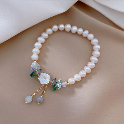 Vòng Tay Ngọc Trai Tự Nhiên Phối Pha Lê Màu Sắc Trẻ Trung MADAME HIEN PEARLS Quà Tặng Cho Bé Gái VTT044