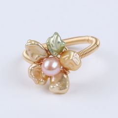 Nhẫn Hoa Mai Ngọc Trai Baroque Tự Nhiên Phong Cách Cá Tính MADAME HIEN PEARLS NB006