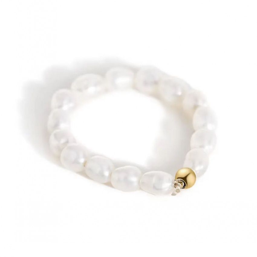 Nhẫn Chuỗi Ngọc Trai Tự Nhiên Tí Hon 3-4mm Cham Bi Vàng Tối Giản Đáng Yêu NG004