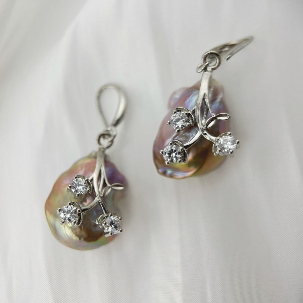 Bông Tai Ngọc Trai Dị Khủng 18-20mm Baroque Đính Khoen Hoa Cầu Kỳ Thời Trang Đại Gia Quý Phái MADAME HIEN PEARLS BTB075A,B,C,D