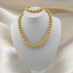 Bộ Set Ngọc Trai Vòng cổ + Vòng Tay Bộ Trang Sức Ngọc Trai Vàng Tự Nhiên 9-10mm Cao Cấp MADAME HIEN PEARLS SPS097