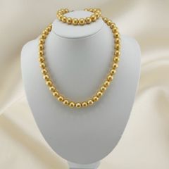 Bộ Set Ngọc Trai Vòng cổ + Vòng Tay Bộ Trang Sức Ngọc Trai Vàng Tự Nhiên 9-10mm Cao Cấp MADAME HIEN PEARLS SPS097