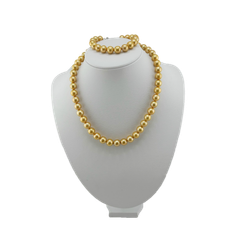 Bộ Set Ngọc Trai Vòng cổ + Vòng Tay Bộ Trang Sức Ngọc Trai Vàng Tự Nhiên 9-10mm Cao Cấp MADAME HIEN PEARLS SPS097