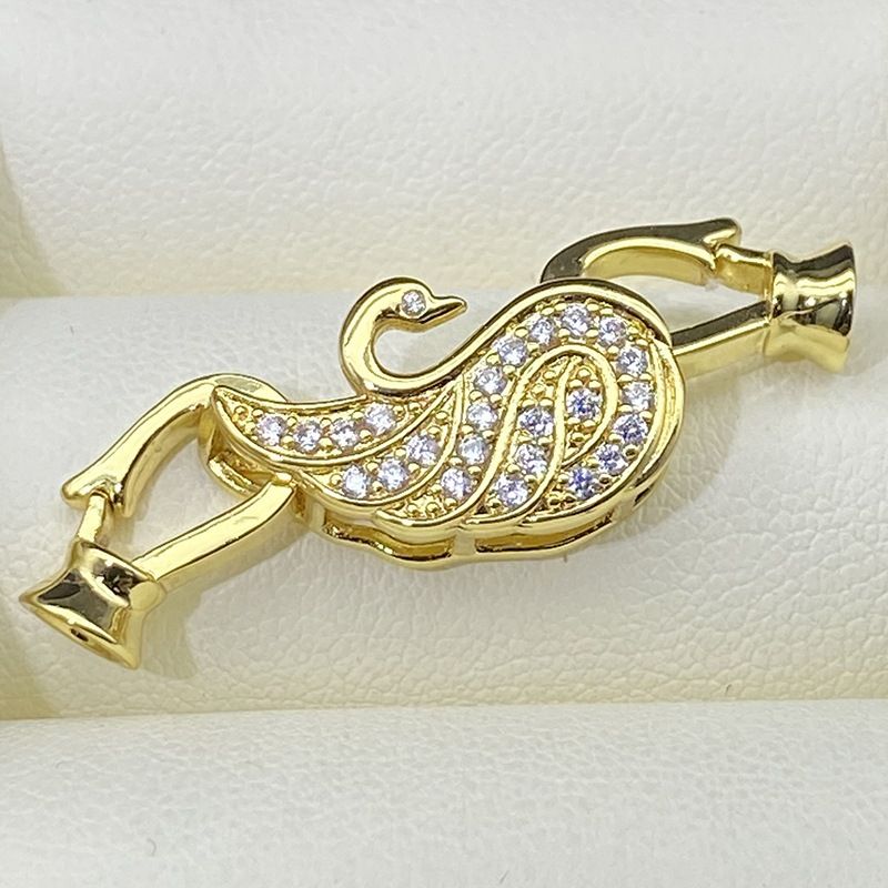 Chốt Khoá Mặt Vòng cổ Hoặc Vòng Tay Mạ Vàng 14k Mặt Khoá Thiên Nga Đá Quý Sang Trọng MADAME HIEN PEARLS PKKC012