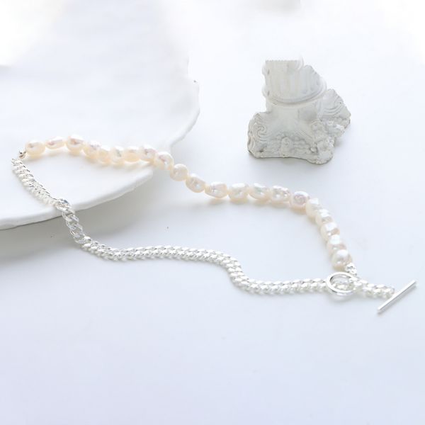 Vòng Cổ Ngọc Trai Tự Nhiên Khoá OT Phối Dây Chuyền Thời Trang Nam Tính MADAME HIEN PEARLS CB020