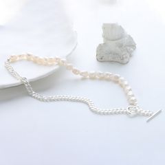 Vòng Cổ Ngọc Trai Tự Nhiên Khoá OT Phối Dây Chuyền Thời Trang Nam Tính MADAME HIEN PEARLS CB020