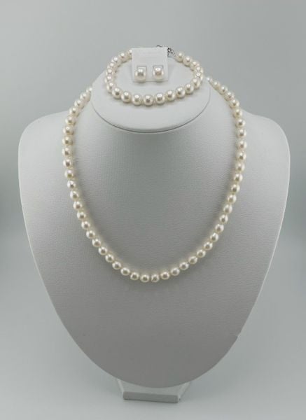 Set Bộ Trang Sức Ngọc Trai Tròn Tự Nhiên Hạt Đẹp 6-7mm Gồm Vòng cổ và Vòng Tay MADAME HIEN PEARLS SCT017
