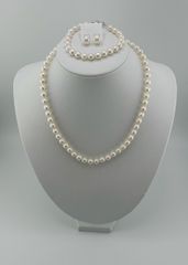 Set Bộ Trang Sức Ngọc Trai Tròn Tự Nhiên Hạt Đẹp 6-7mm Gồm Vòng cổ và Vòng Tay MADAME HIEN PEARLS SCT017