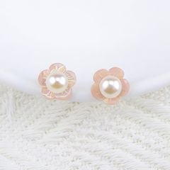 Bông Tai Kim Bạc s925 Mặt Hoa Mai Xà Cừ 5 Cánh Đính Ngọc Trai Tự Nhiên MADAME HIEN PEARLS Cho Nữ BTN294