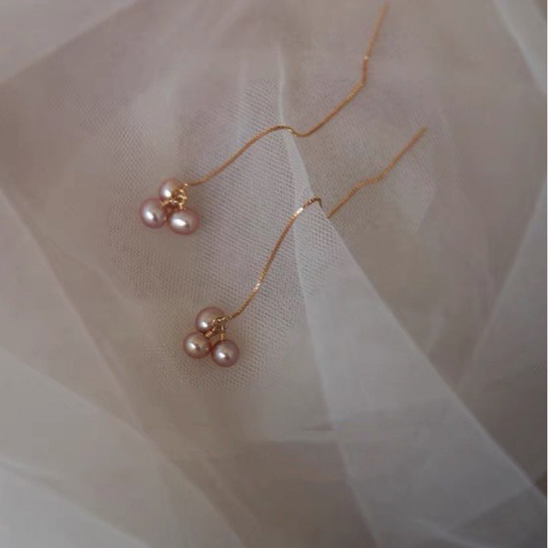 Bông Tai Ngọc Trai Nước Ngọt Tự Nhiên Hạt Nhỏ, Bông Tai Dài Thanh Lịch MADAME HIEN PEARLS BTT030