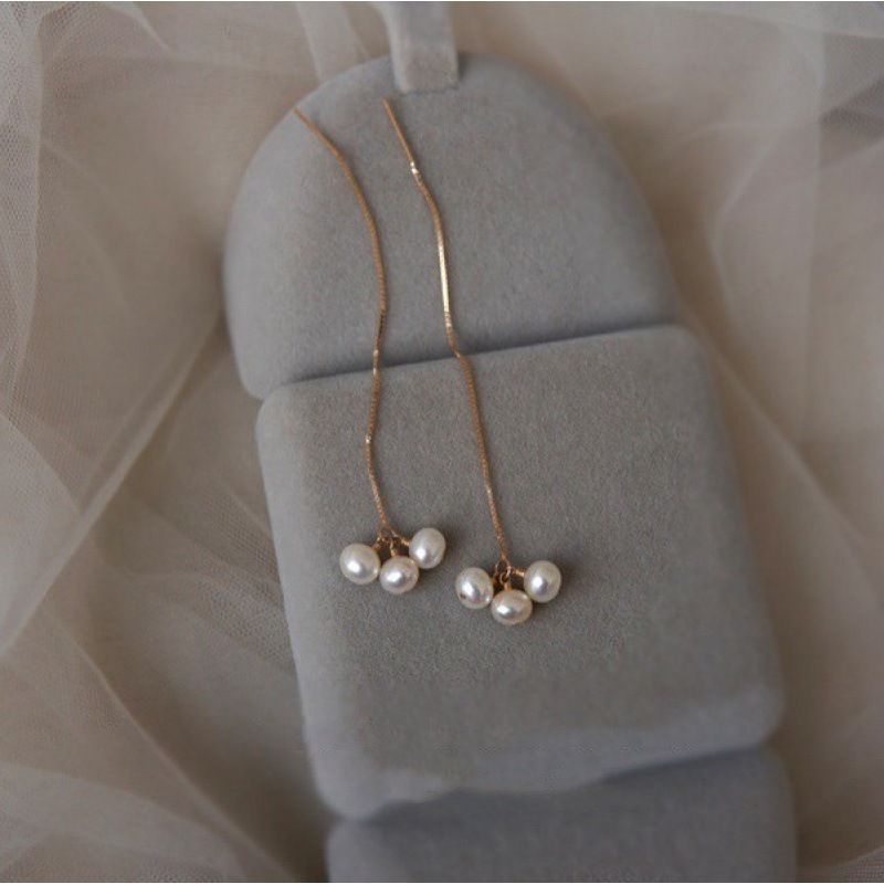 Bông Tai Ngọc Trai Nước Ngọt Tự Nhiên Hạt Nhỏ, Bông Tai Dài Thanh Lịch MADAME HIEN PEARLS BTT030