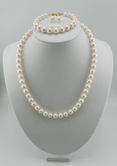 Bộ Set Vòng Cổ, Vòng Tay và Bông Tai Ngọc Trai Trắng Tròn Hoàn Hảo 9-10mm Grade AAAA KÈM KIỂM ĐỊNH ST003TR