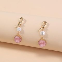 Bông Tai Ngọc Trai Tua Rua Mặt Thắt Nút Đính Ngọc Trai Hồng Kim Đáng Yêu MADAME HIEN PEARLS BTB054B