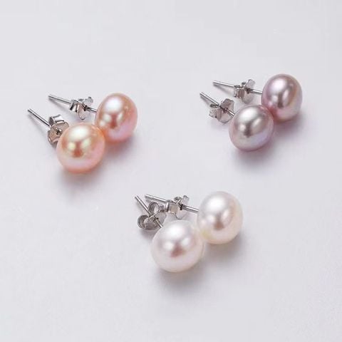 Bông tai Nụ Ngọc Trai Chuôi Titan Madame Hien Pearls Thời trang tối giản
