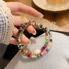 Vòng Tay Nghệ Thuật Retro Mori Phong Cách Đá Sắc Màu Tự Nhiên Vòng Đôi Boho Bohemian MADAME HIEN PEARLS Unisex Nam Nữ VTB044