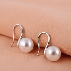 Bông Tai Ngọc Trai 8mm Bạc Mạ Vàng Ý (Vàng Trắng) Grade AAAA Dáng gót giày quyến rũ BMVBTT007KY