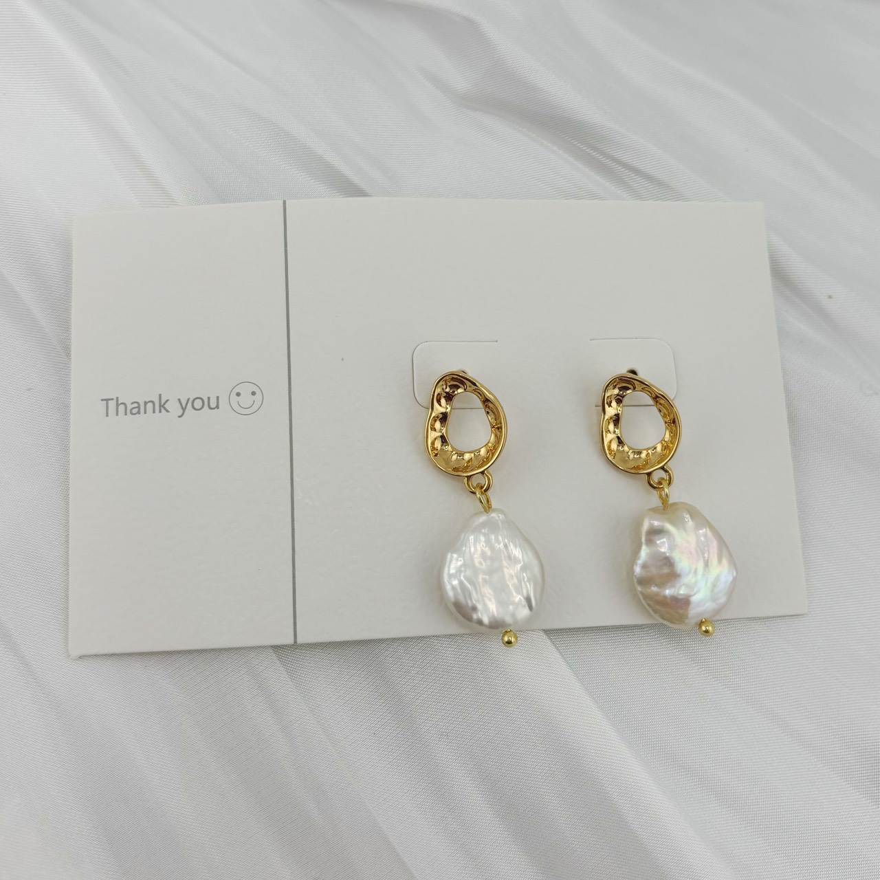 Bông tai Ngọc Trai Baroque Giọt Nước Mặt Kim MADAME HIEN PEARLS Thời Trang Nữ BTB070