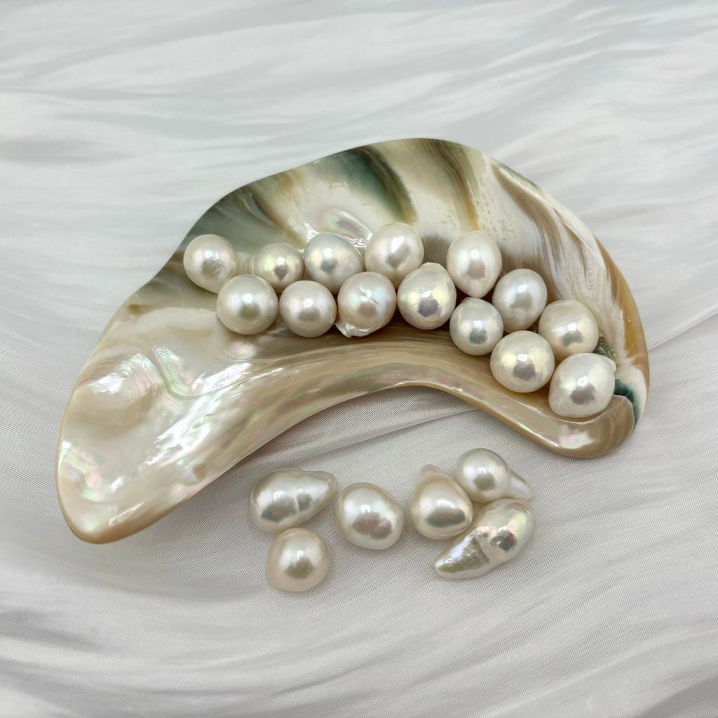 Hạt Ngọc Trai Dị Baroque Trắng Dáng Tự Nhiên 13-16mm Độ Bóng Cao AAA VIP MADAME HIEN PEARLS HB001TR