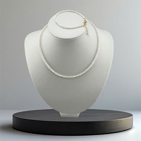 Set Bộ Trang Sức Ngọc Trai Hạt Tròn Nhí 3-4mm Khoá Tua Rua Đính Hạt Trai Nhí Đáng Yêu MADAME HIEN PEARLS SCT045