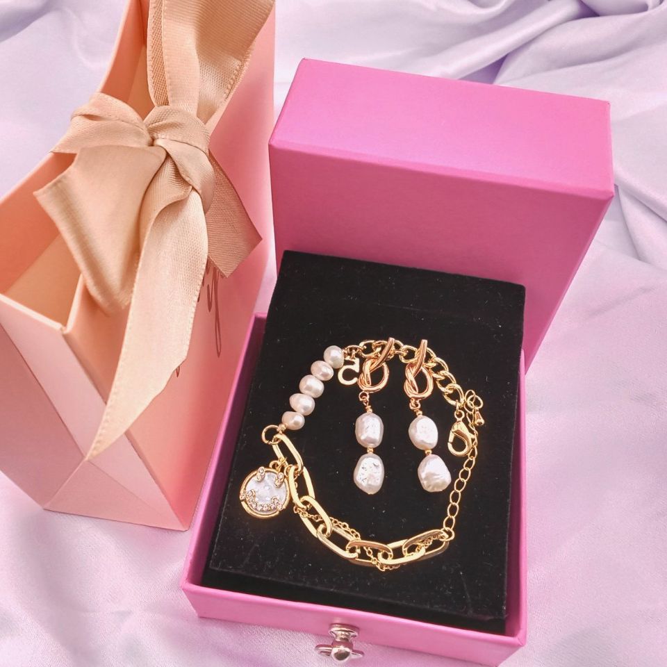 SET CƯỜI _ Bộ Nữ Trang MADAME HIEN PEARL Đính Hạt trai Tự Nhiên Nước Ngọt Sang Trọng Đẳng Cấp SPS004