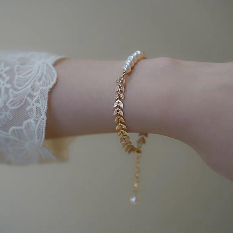 SET LÁ _ Bộ Nữ Trang MADAME HIEN PEARL Đính Hạt trai Tự Nhiên Nước Ngọt Dễ Thương Đáng Yêu SPS005