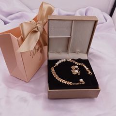 SET LÁ _ Bộ Nữ Trang MADAME HIEN PEARL Đính Hạt trai Tự Nhiên Nước Ngọt Dễ Thương Đáng Yêu SPS005