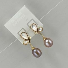 Bông Tai Bạc Ngọc Trai Nước Ngọt Tự Nhiên Sang Trọng Dáng Bướm Fritillaria BTG034