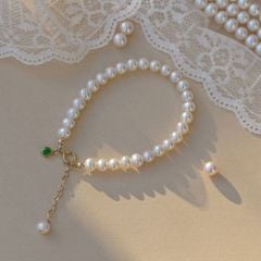 Vòng Tay Ngọc Trai Tự Nhiên Tua Rua 1 Hạt Ngọc Trai và Hạt Cẩm Thạch Đáng Yêu MADAME HIEN PEARLS Cho Nữ VTT097