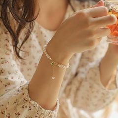 Vòng Tay Ngọc Trai Tự Nhiên Tua Rua 1 Hạt Ngọc Trai và Hạt Cẩm Thạch Đáng Yêu MADAME HIEN PEARLS Cho Nữ VTT097