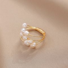 Nhẫn Ngọc Trai Tua Rua Tự Nhiên Hạt Gạo Kiểu Mở MADAME HIEN PEARLS Cho Nữ NG012