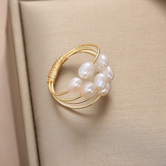 Nhẫn Ngọc Trai Tua Rua Tự Nhiên Hạt Gạo Kiểu Mở MADAME HIEN PEARLS Cho Nữ NG012