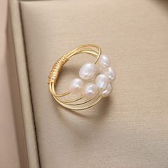 Nhẫn Ngọc Trai Tua Rua Tự Nhiên Hạt Gạo Kiểu Mở MADAME HIEN PEARLS Cho Nữ NG012
