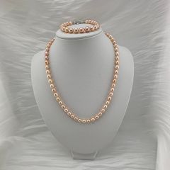 Bộ Set Ngọc Trai Vòng cổ + Vòng Tay Hạt Gạo Tự Nhiên 7-8mm Độ Bóng Cao AAA MADAME HIEN PEARLS SCG004