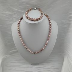 Bộ Set Ngọc Trai Vòng cổ + Vòng Tay Hạt Gạo Tự Nhiên 7-8mm Độ Bóng Cao AAA MADAME HIEN PEARLS SCG004