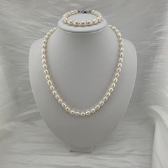 Bộ Set Ngọc Trai Vòng cổ + Vòng Tay Hạt Gạo Tự Nhiên 7-8mm Độ Bóng Cao AAA MADAME HIEN PEARLS SCG004