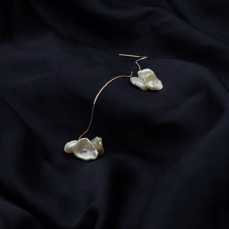 Designer Jewelry Bông Tai Đính Chùm Hoa Ngọc Trai Baroque Keshi Phối Tua Rua Dây Chuyền Đơn Giản MADAME HIEN PEARLS