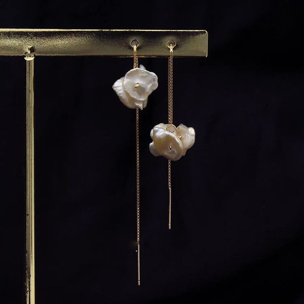 Designer Jewelry Bông Tai Đính Chùm Hoa Ngọc Trai Baroque Keshi Phối Tua Rua Dây Chuyền Đơn Giản MADAME HIEN PEARLS