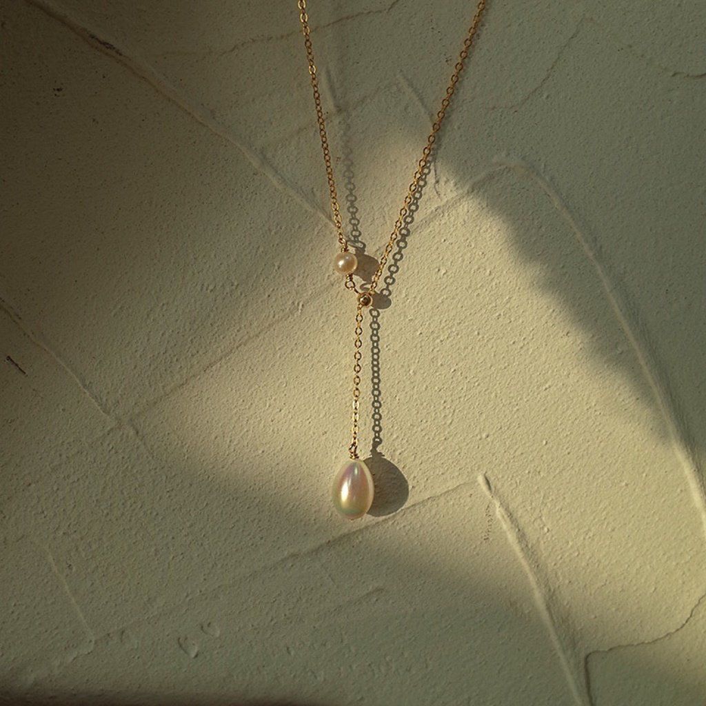 Vòng Cổ Chữ Y Đính Hạt Ngọc Trai Giọt Nước Tự Nhiên MADAME HIEN PEARLS Thời Trang Nữ MG25