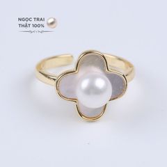 Nhẫn Ngọc Trai Nước Ngọt Tự Nhiên 4 Cánh MADAME HIEN PEARLS Thời Trang Giá Sỉ NN029