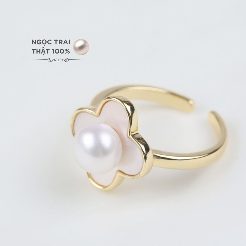 Nhẫn Ngọc Trai Nước Ngọt Tự Nhiên 4 Cánh MADAME HIEN PEARLS Thời Trang Giá Sỉ NN029