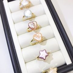 Nhẫn Ngọc Trai Baroque Tự Nhiên Mặt Ngọc Trai Dáng Ngôi Sao Freesize MADAME HIEN PEARLS NB021